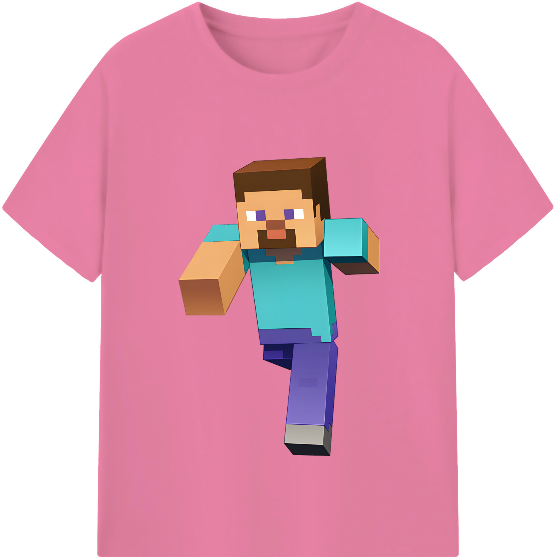 （画像用） マインクラフト ブロックの世界 Minecraft MC Block world 綿100％半袖Tシャツ（フロントプリント）
